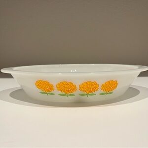Vintage Glasbake Floral Divided Oval Dish